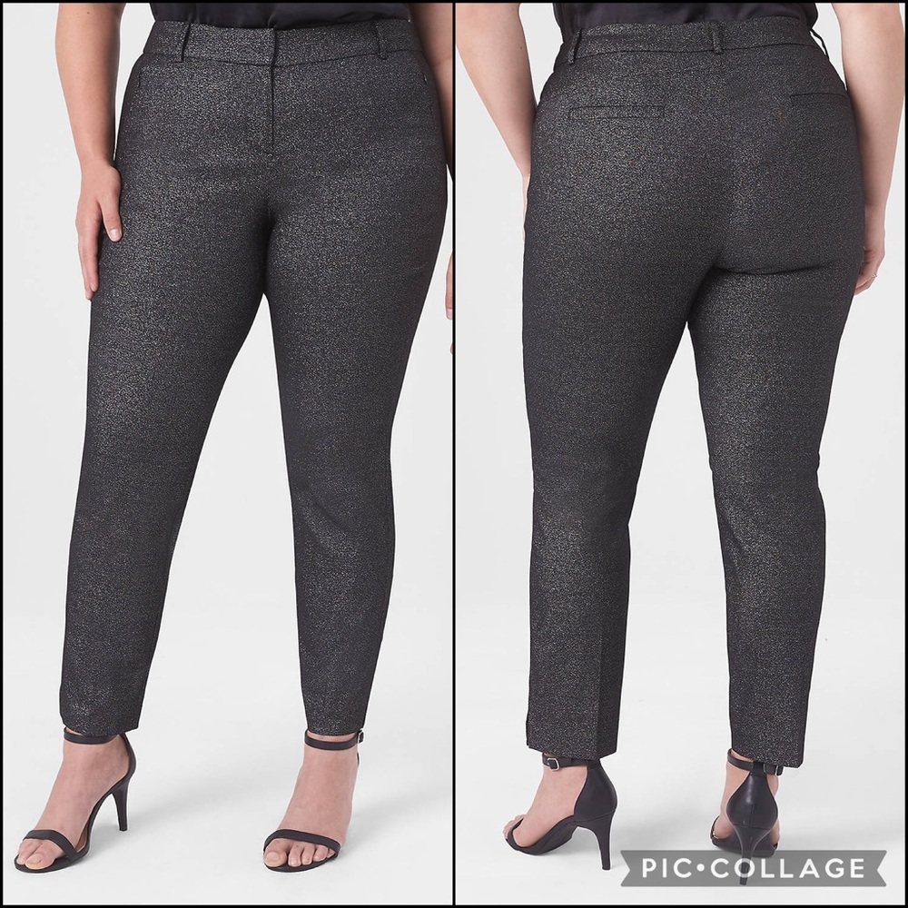Lane Bryant Black Shimmer Silver Glitter Signature Fit Ankle Pant - Picture 2 of 10